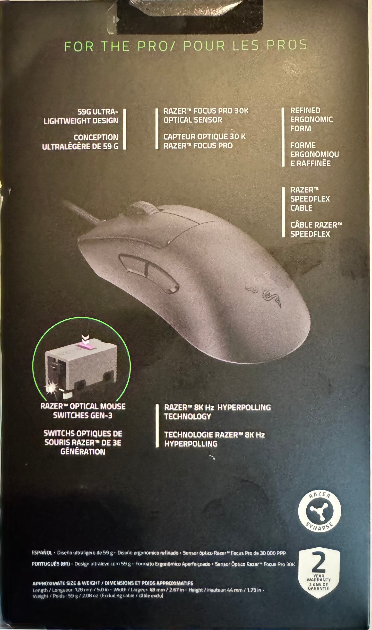DeathAdder V3 Ultra-Lightweight Ergonomic Esports Mouse - Black (RZ01-04640100-R3U1)