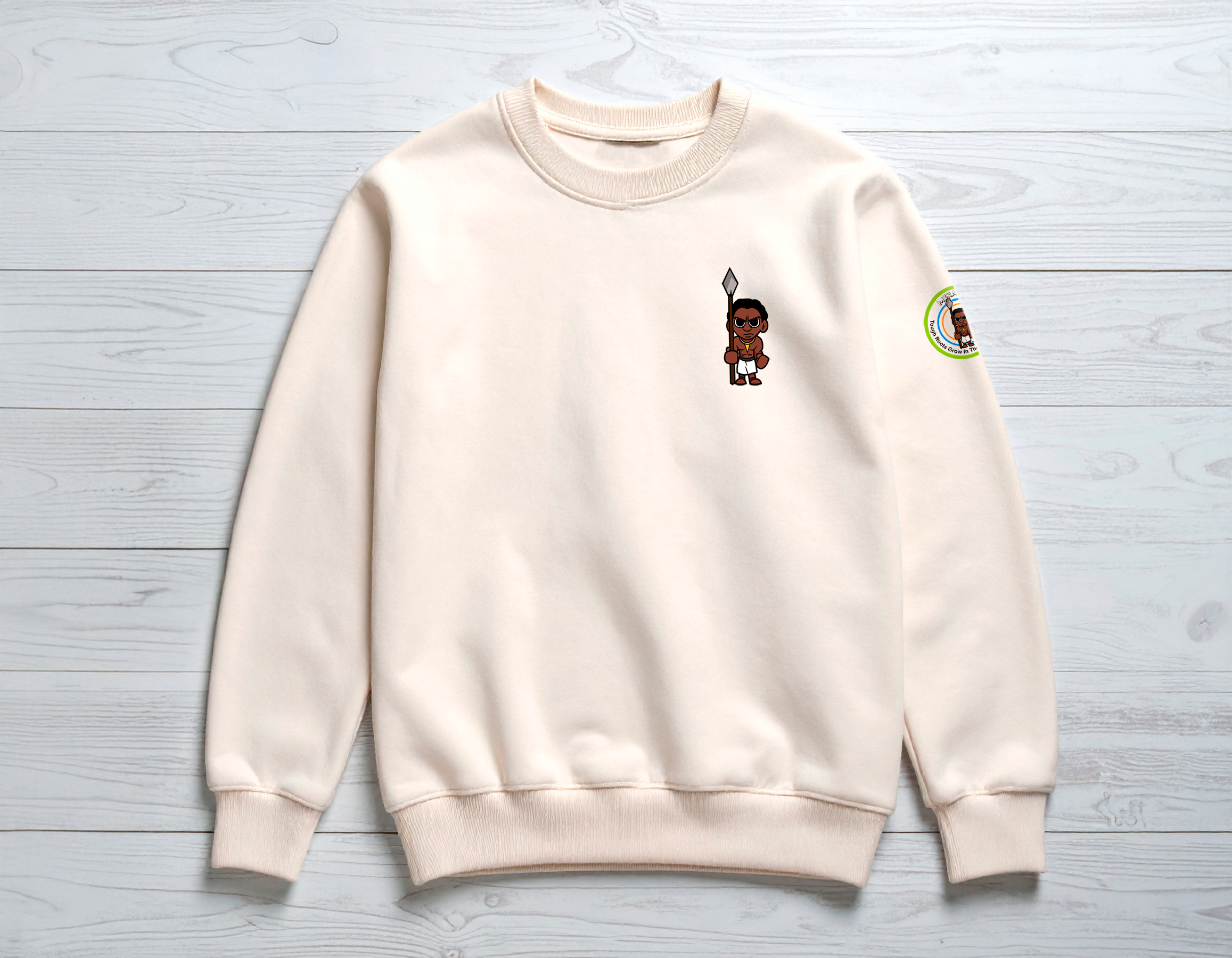 Mikasilo-Angry Poacher Ivory Crew Neck Sweatshirt
