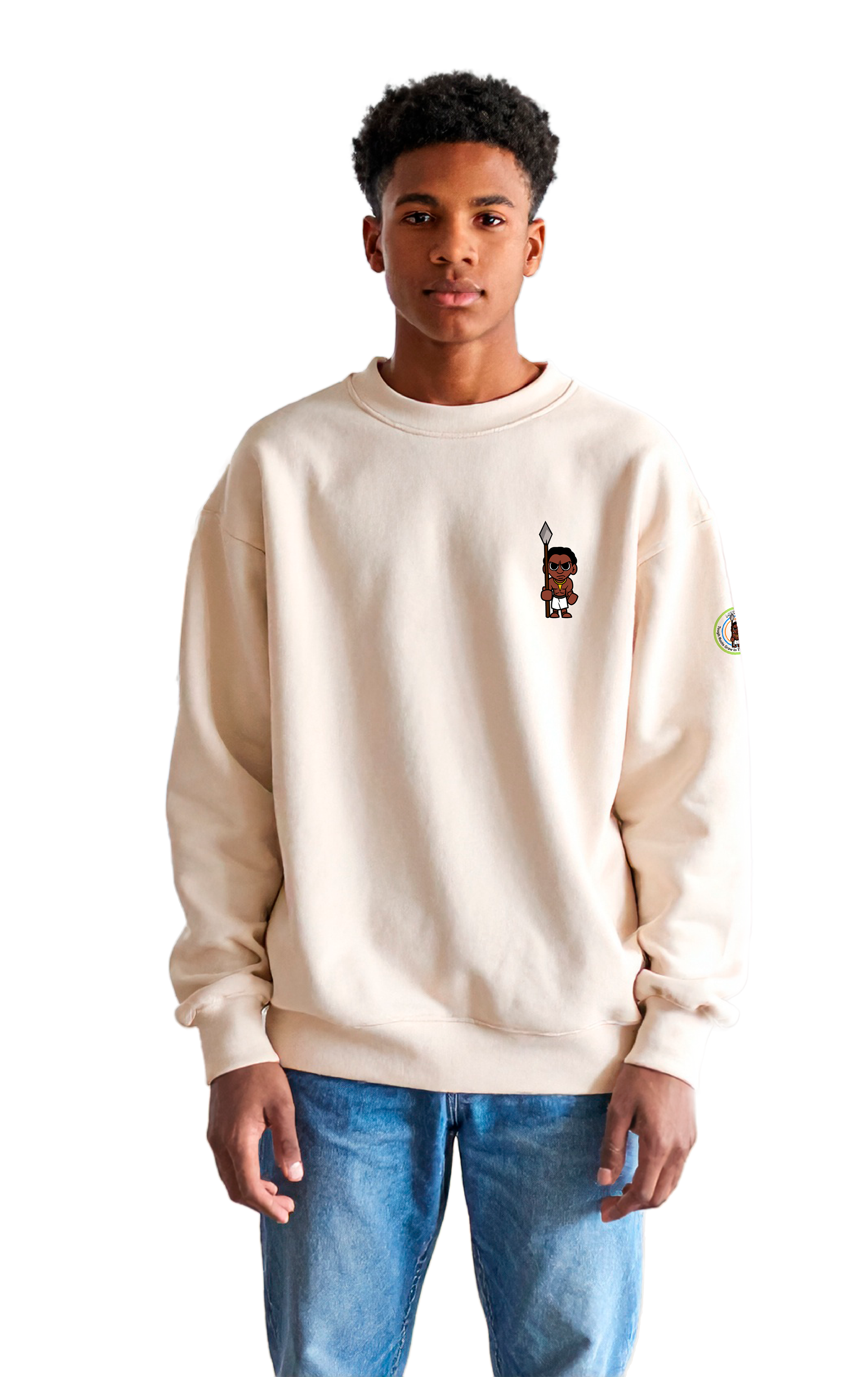 Mikasilo-Angry Poacher Ivory Crew Neck Sweatshirt