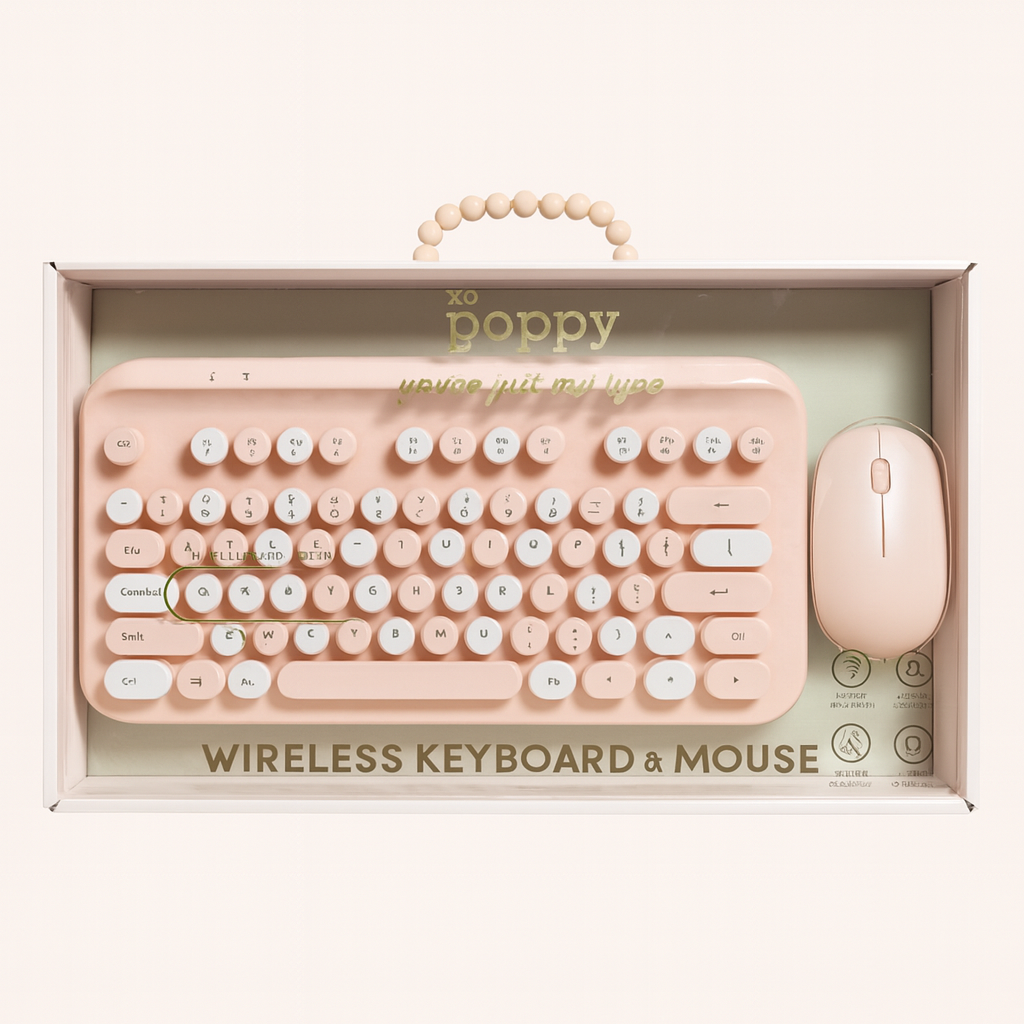 Poppy Wireless Keyboard and Mouse (Pink)