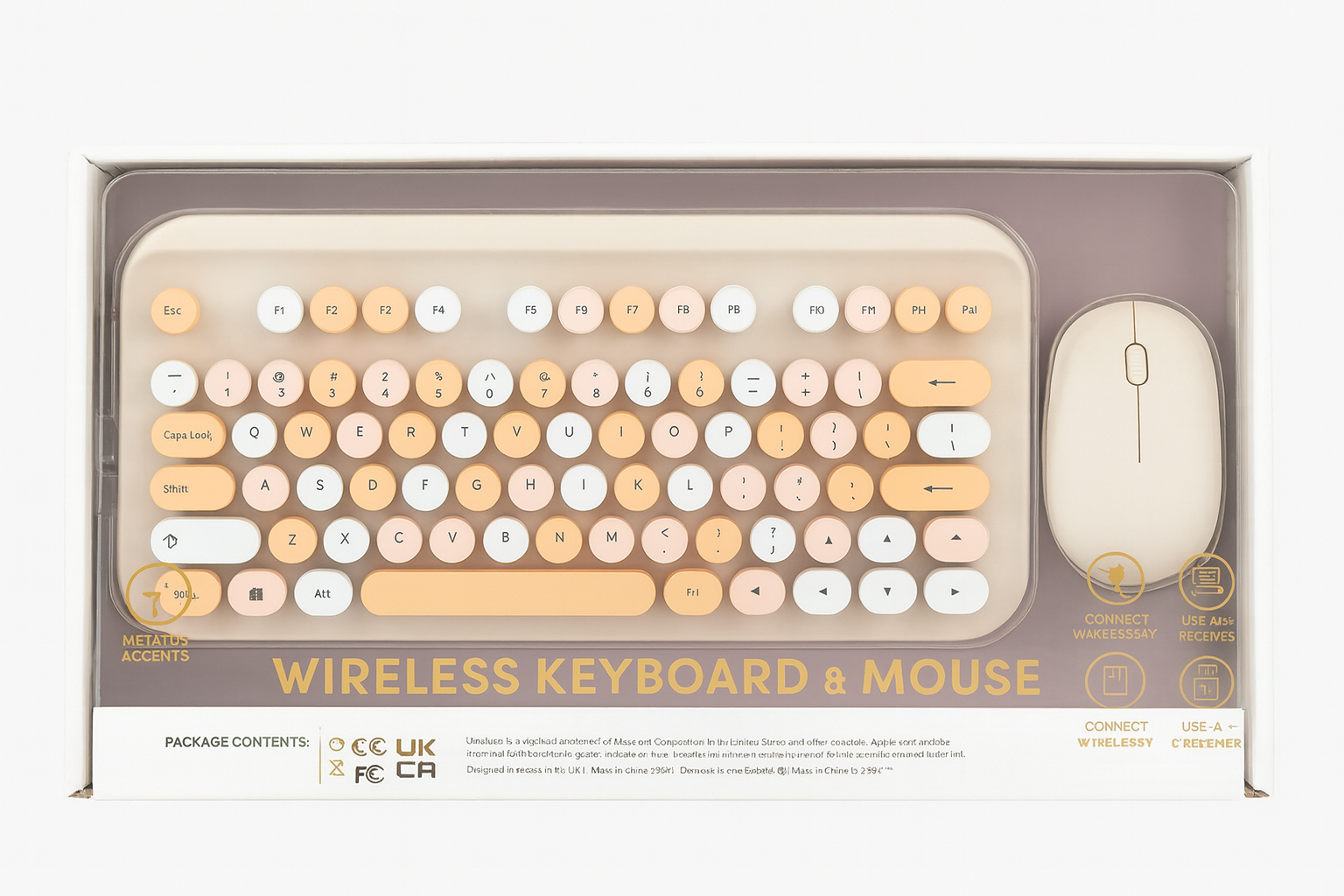 Poppy Wireless Keyboard and Mouse (pink, orange, white)