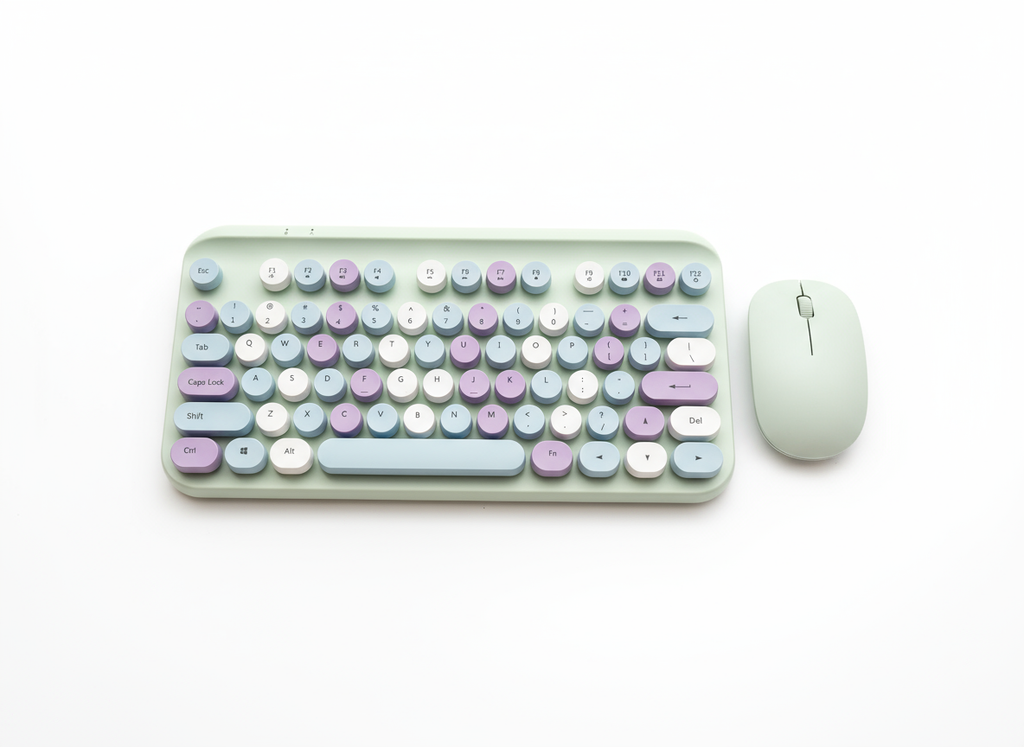 Poppy Wireless Keyboard and Mouse (Green, purple, white)