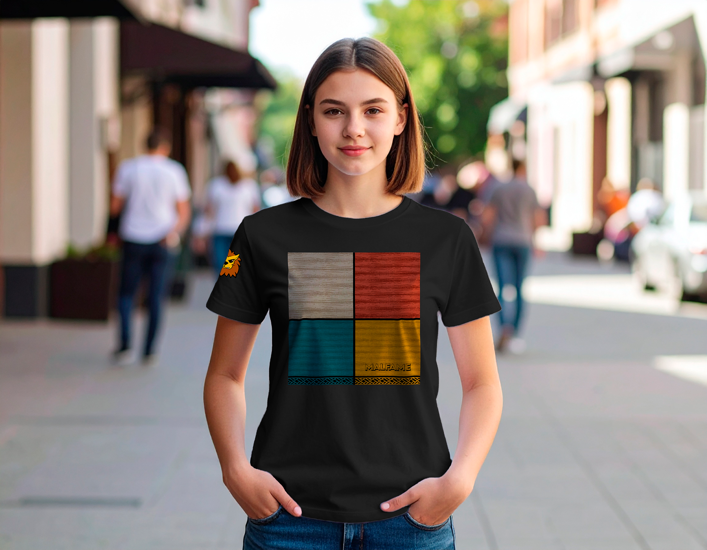 Malfame Geometric Squares Tee