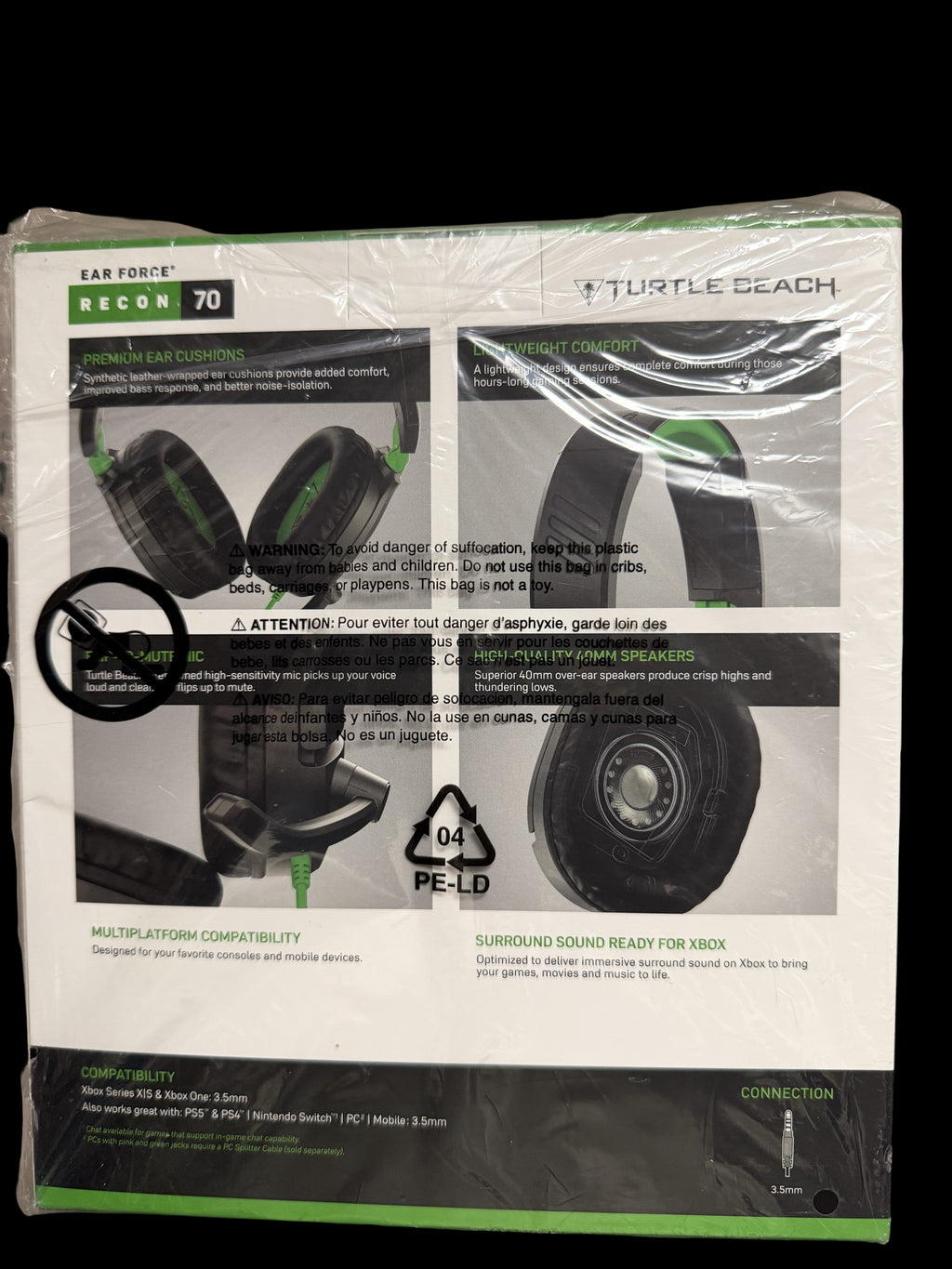 Turtle Beach Recon 70 Wired Gaming Headset for Xbox Series X|S and Xbox One Black/Green