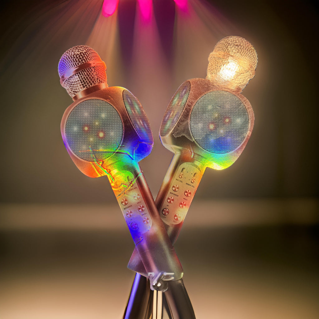 MVMT 2-Pack LED Light Karaoke DUET Microphones and Speakers