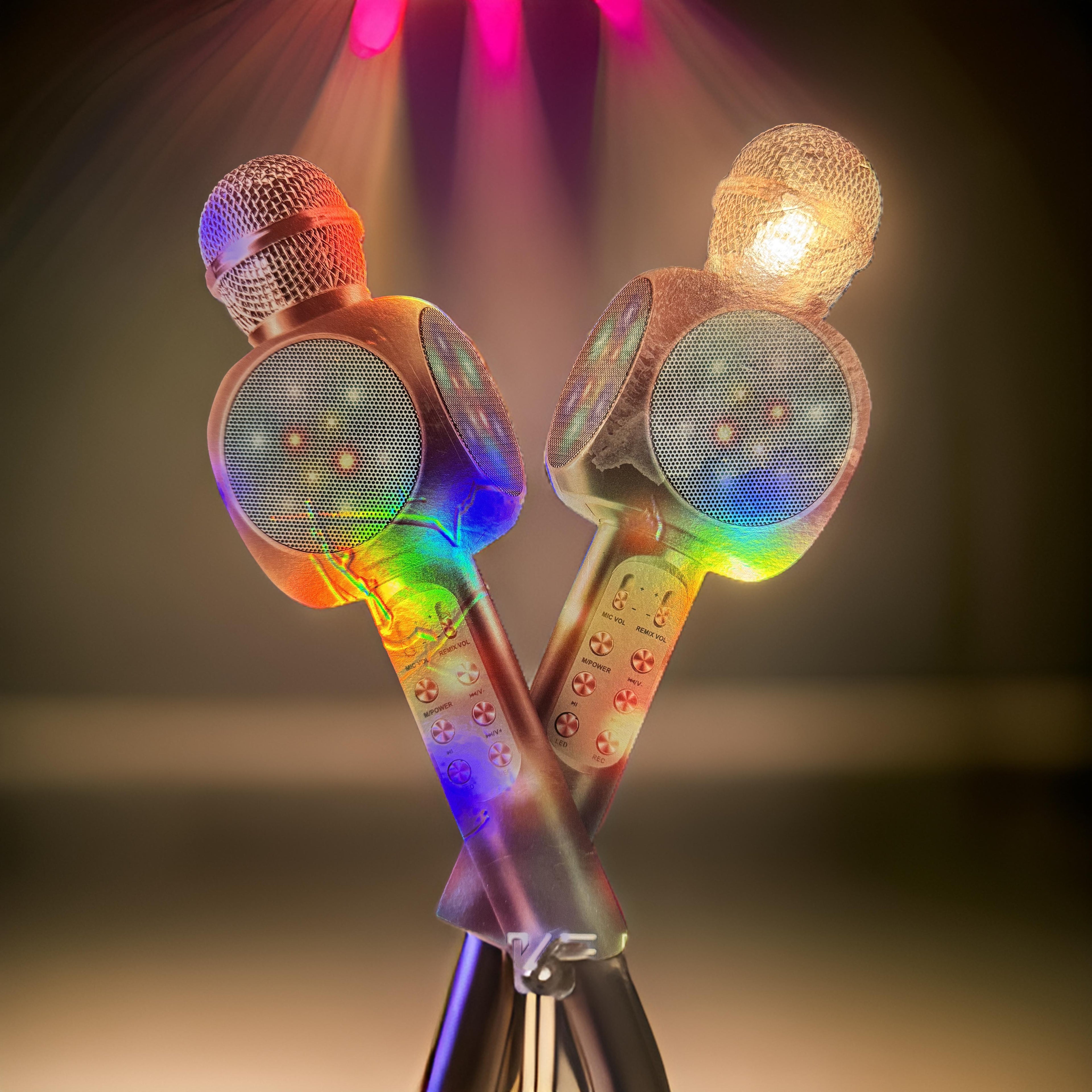 MVMT 2-Pack LED Light Karaoke DUET Microphones and Speakers