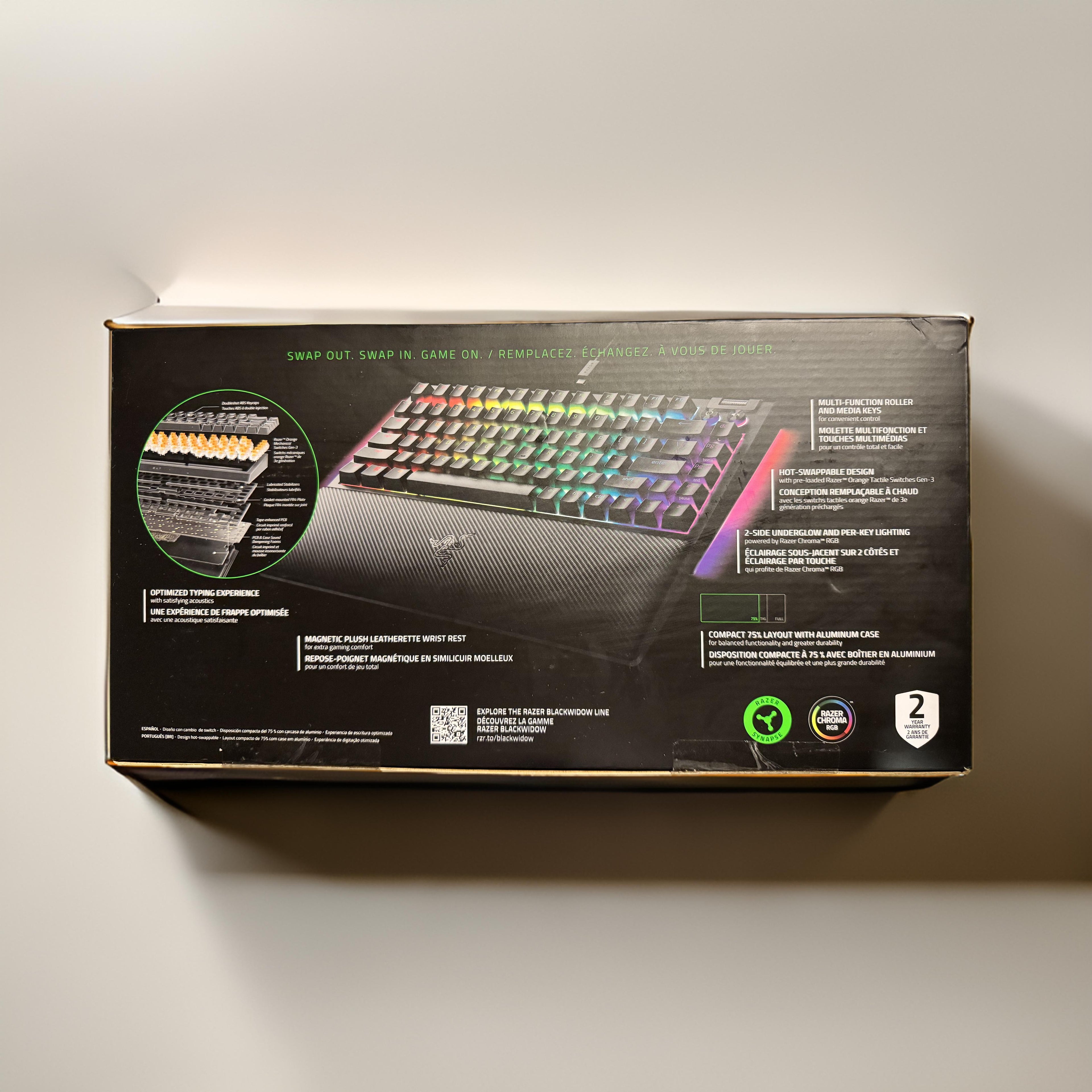 Razer BlackWidow V4 75% – Hot-Swappable Mechanical Gaming Keyboard