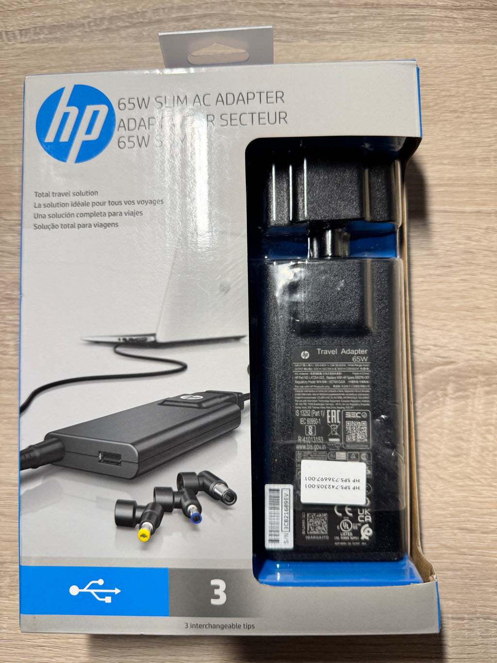 HP 65W Slim with USB AC Adapter