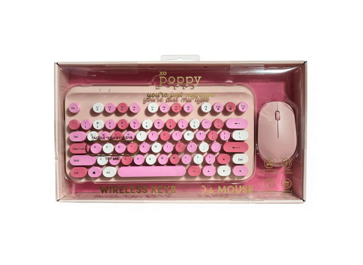 Poppy Wireless Keyboard and Mouse (purple and pink)
