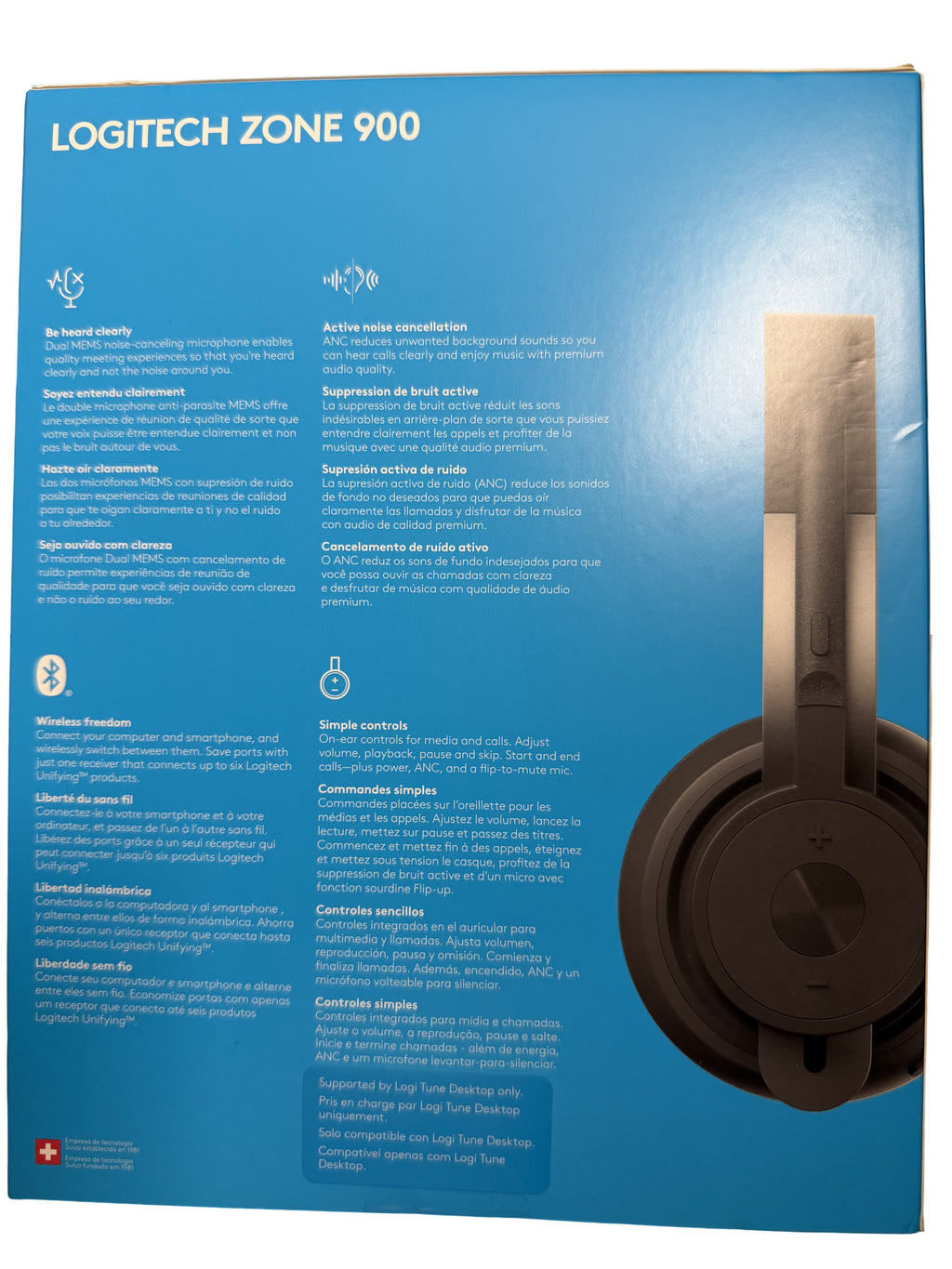 Logitech Zone 900 on-Ear Wireless Bluetooth Headset with Advanced Noise-Canceling Microphone - Black